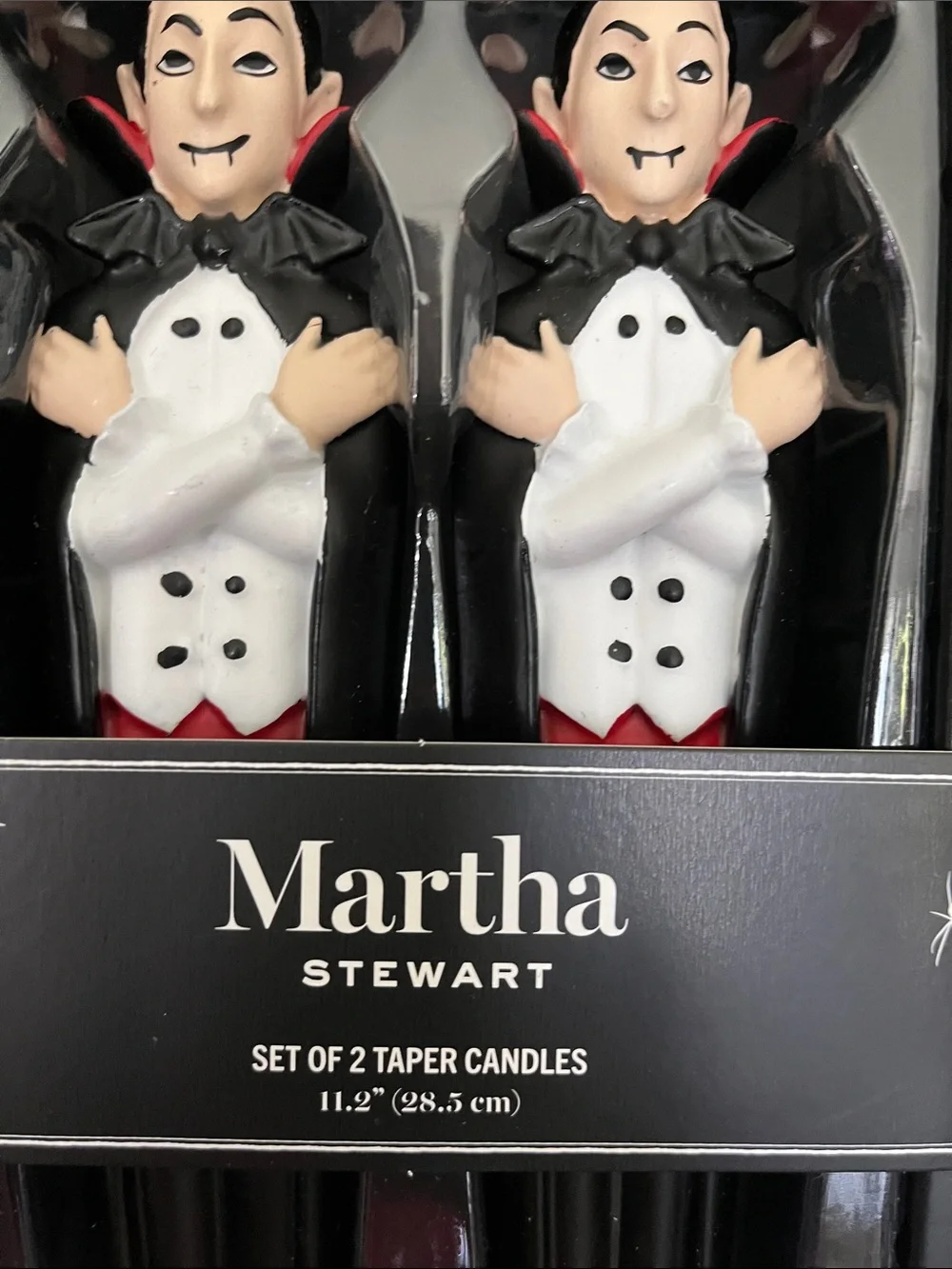 Martha Stewart Black Vampire Taper Candles with White Ghost Accents